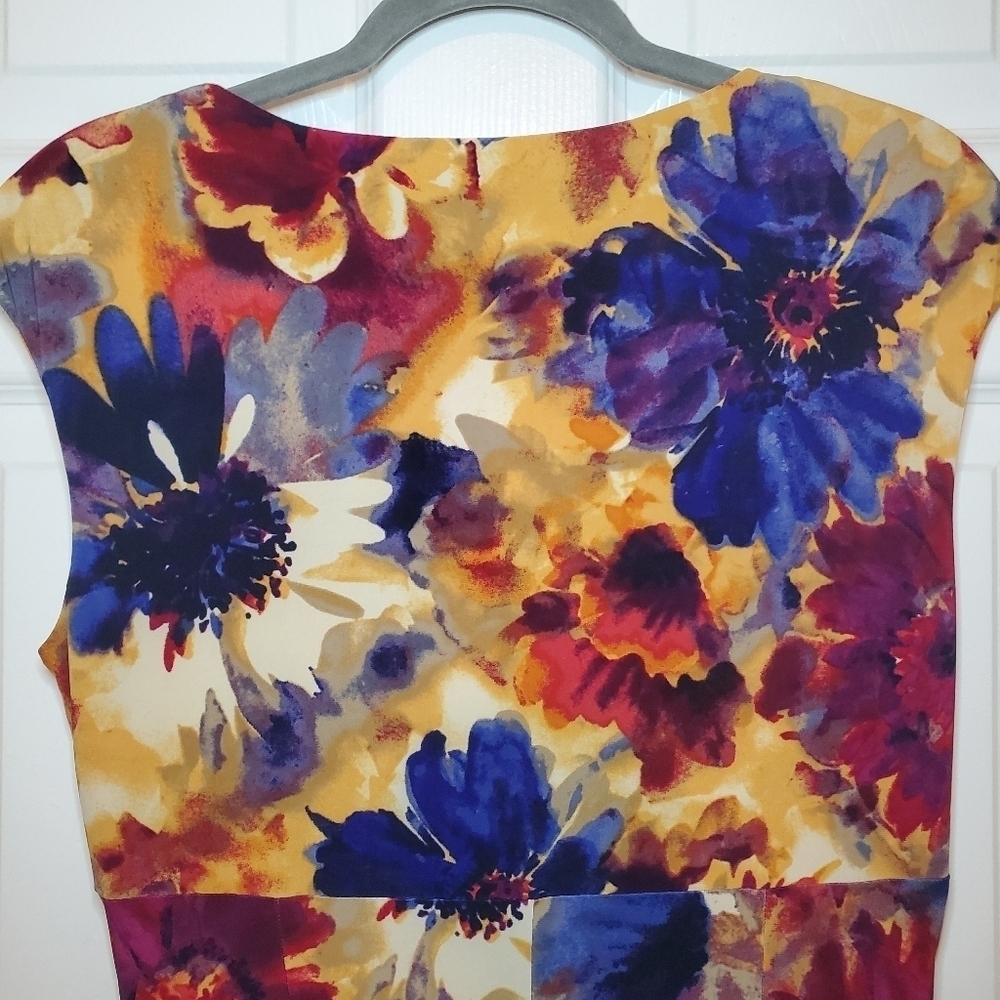Lauren Ralph Lauren Womens 10 Floral Faux Wrap Jersey Knit Ruched Stretch  Dress - Picture 6 of 11